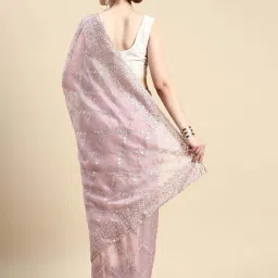 Mohey Purple Embellished Saree With Unstitched Blouse image 2