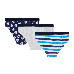 Pantaloons Junior Navy & White Printed Briefs (Pack Of 3) image 2