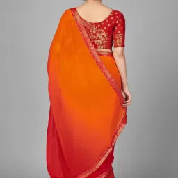 APNISHA Orange & Red Tie & Dye Saree With Unstitched Blouse image 2