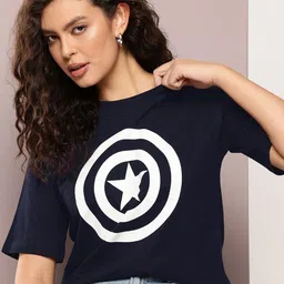 Kook N Keech Oversized Fit Captain America Graphic Printed Pure Cotton T-shirt-image-24