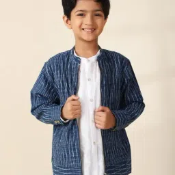 Fabindia Boys Navy Cotton Printed Jacket-image-26