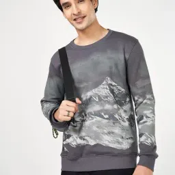 Urban Ranger By Pantaloons Grey Cotton Regular Fit Printed Sweatshirt image 4