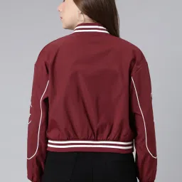 showoffff SHOWOFF Maroon Regular Fit Bomber Jacket image 2