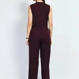 Exude Maroon Plain Jumpsuit image 2