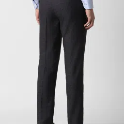 Peter England Black Slim Fit Checks Trousers image 2