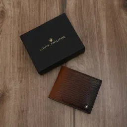 Louis Philippe Brown Textured Leather Bi-Fold Wallet for Men-image-46