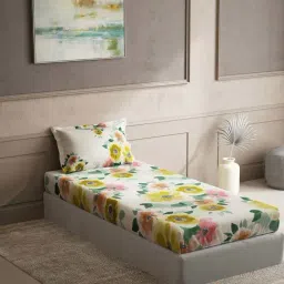 DDecor Yellow Cotton 150 TC Single Size Bedsheet With Pillow Cover-image-24