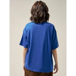 Bewakoof Blue Shut Up Typography Oversized T-shirt image 2