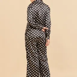 Sweet Dreams Black Satin Polka Dots Pyjama Set image 2