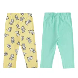 Pantaloons Baby Yellow & Mint Green Printed Leggings (Pack Of 2) image 2