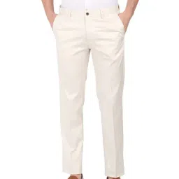 Arrow White Cotton Regular Fit Trousers-image-4