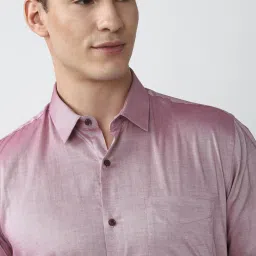 Peter England Purple Regular Fit Cotton Shirt image 4