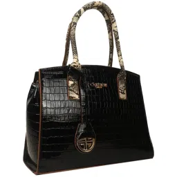 Carlton London Black Textured Medium Handbag image 2