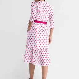 Fablestreet White & Pink Polka Dots Wrap Dress image 2