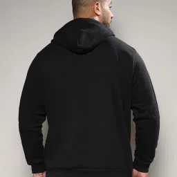 Instafab Plus Black Cotton Regular Fit Plus Size Hooded Sweatshirt image 2