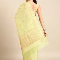 Kalyan Silks Yellow Cotton Woven Saree With Unstitched Blouse image 2