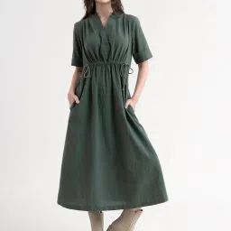Fablestreet Olive Regular Fit Midi Dress image 1