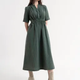 Fablestreet Olive Regular Fit Midi Dress image 4