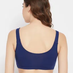 Clovia Blue Cotton Non Padded Full Coverage Beginners Bra image 2