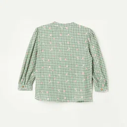 Fame Forever by Lifestyle Kids Olive Chequered Full Sleeves Top image 2