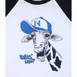 Blue Giraffe Kids White Cotton Printed T-Shirt image 3