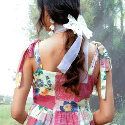 Libas Pink & Off White Cotton Floral Printed Kurti image 2