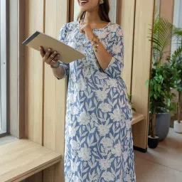 Libas Blue Floral Kurta image 2