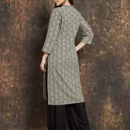 Melange By Lifestyle Beige Cotton Regular Fit Printed Kurta image 2