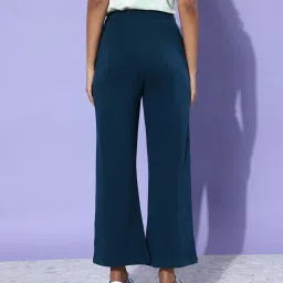 Dillinger Teal Fleece Regular Fit High Rise Trackpants image 2