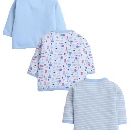 Bumzee Kids Blue & White Printed Full Sleeves T-Shirts (Pack Of 3) image 2