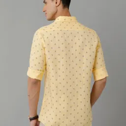 Linen Club Yellow Regular Fit Printed Linen Shirt image 2