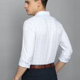 Louis Philippe Permapress Blue Cotton Regular Fit Checks Shirt image 2