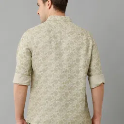 Linen Club Green Regular Fit Printed Linen Shirt image 2