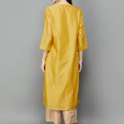 Melange by Lifestyle Yellow Embellished Straight Kurta image 2