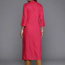 Indo Era Pink Printed Straight Kurta image 2