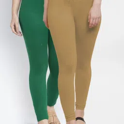 Gracit Green & Skin Mid Rise Leggings - Pack Of 2 image 1