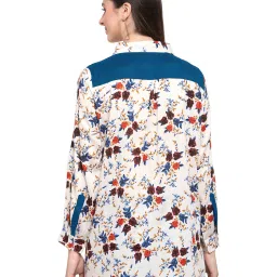 PATRORNA Cream Floral Print Shirt image 2