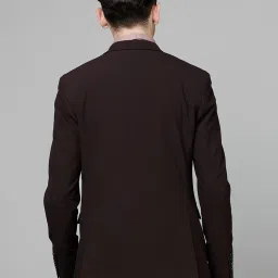 celio celio* Burgundy Slim Fit Self Design Notch Lapel Blazer image 2