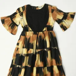 Bella Moda Kids Yellow & Black Printed Fit & Flare Dress-picture-37