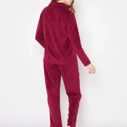 madame m secret MSECRET Maroon Stripes Pyjama Set image 2