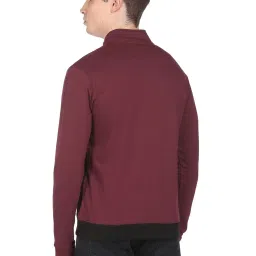 Arrow Sport Burgundy & Black Regular Fit Colour Block Sweatshirt image 2