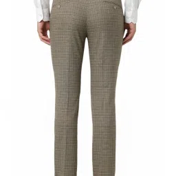 Van Heusen Brown Slim Fit Checks Trousers image 2