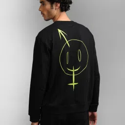 Kazo Black Regular Fit Printed Unisex Sweatshirt image 2