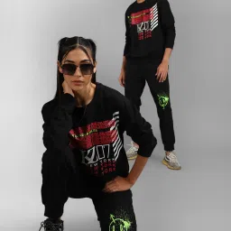 Kazo Black Regular Fit Printed Unisex Sweatshirt image 5