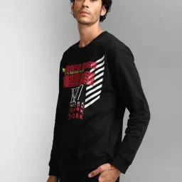 Kazo Black Regular Fit Printed Unisex Sweatshirt image 3