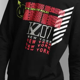 Kazo Black Regular Fit Printed Unisex Sweatshirt image 4