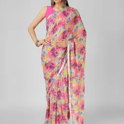 MISS HAUTE Floral Zari Pure Georgette Saree-picture-40