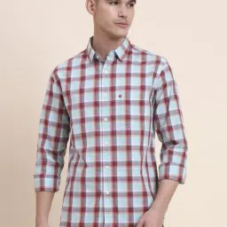 Greenfibre Red & Blue Slim Fit Checked Shirt-picture-42