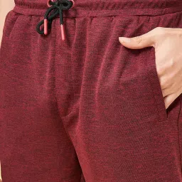 Ajile by Pantaloons Red Melange Slim Fit Colour Block Trackpants image 2