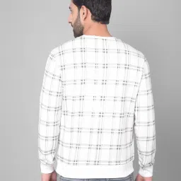 Crimsoune Club Off White Regular Fit Checks Sweatshirt image 2